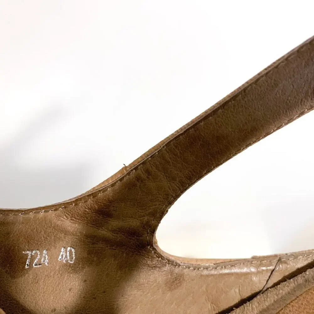 ANTELOPE 724 Hi Brush Leather Zip Wedge Cork Sandals in Tan Size 40